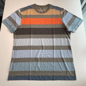 Mens Lululemon Older Octagon Logo Medium/Large Striped Short Sleeve Activewear
